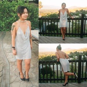 Birthday silver sequin crystal chainmail  dress